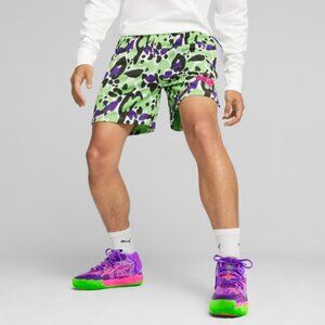PUMA MELO x TOXIC Basketball Shorts Green Gecko LaMelo Ball Men's Size Small